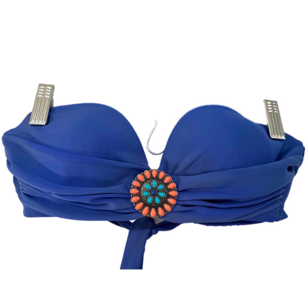 Xhilaration Bandeau Bikini Top Womens Small Blue‎ Southwestern Medallion